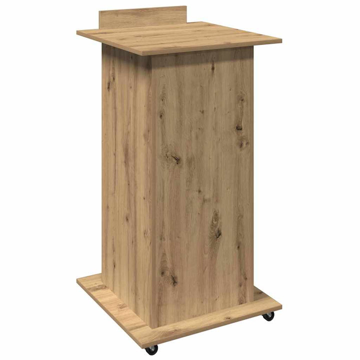 Podium med hjul Artisan Egetræ 55 x 55 x 107 cm Konstrueret træ