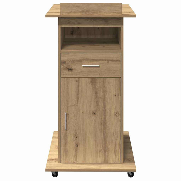 Podium med hjul Artisan Egetræ 55 x 55 x 107 cm Konstrueret træ