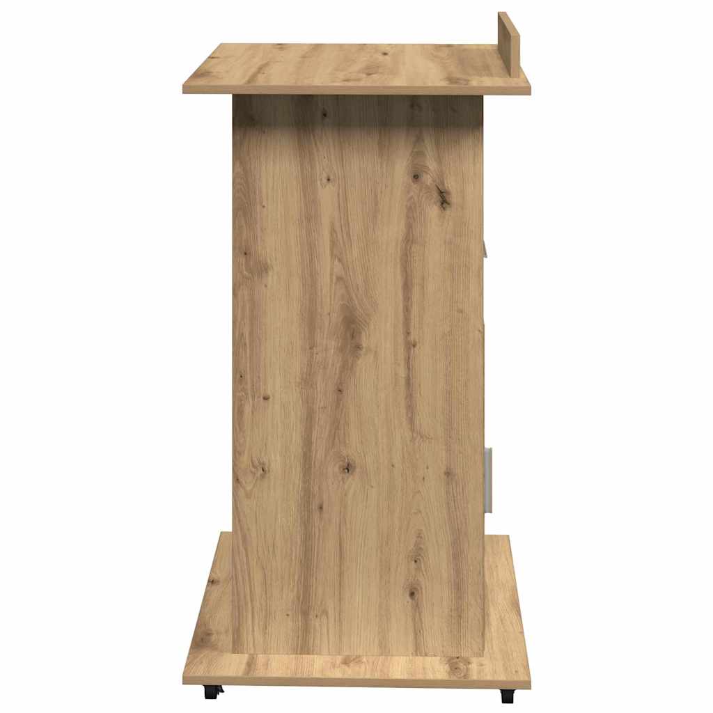 Podium med hjul Artisan Egetræ 55 x 55 x 107 cm Konstrueret træ