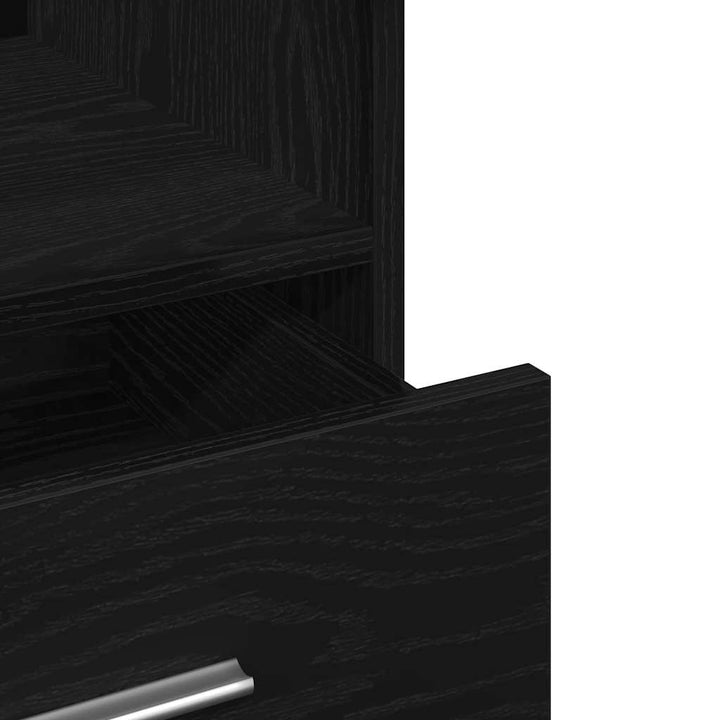 Podium med skuffe Sort eg 55 x 55 x 107 cm Konstrueret træ