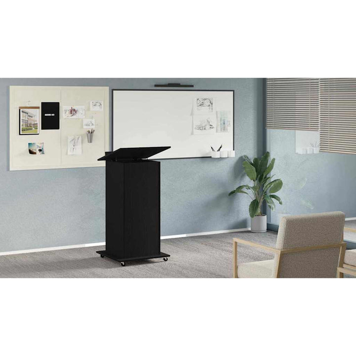 Podium med skuffe Sort eg 55 x 55 x 107 cm Konstrueret træ