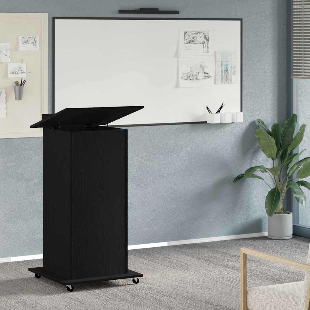 Podium med skuffe Sort eg 55 x 55 x 107 cm Konstrueret træ