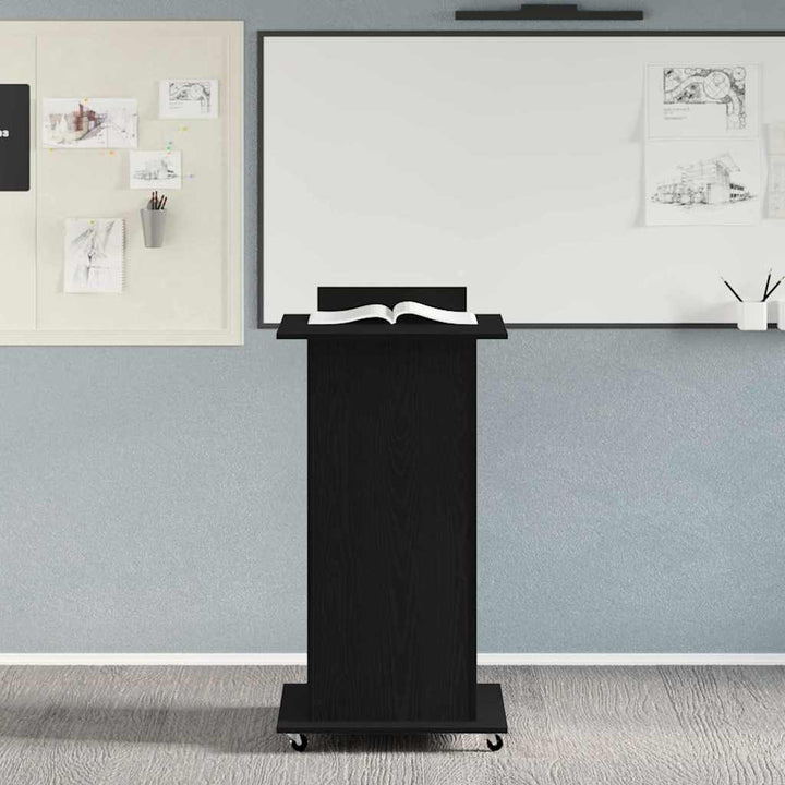 Podium med skuffe Sort eg 55 x 55 x 107 cm Konstrueret træ