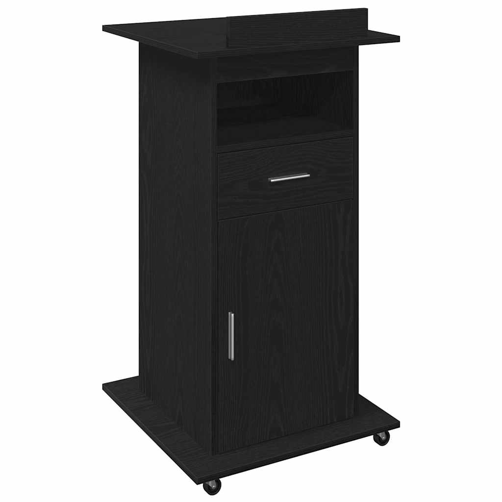 Podium med skuffe Sort eg 55 x 55 x 107 cm Konstrueret træ