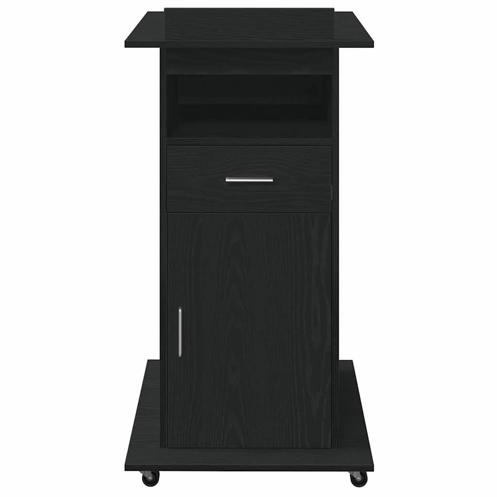 Podium med skuffe Sort eg 55 x 55 x 107 cm Konstrueret træ