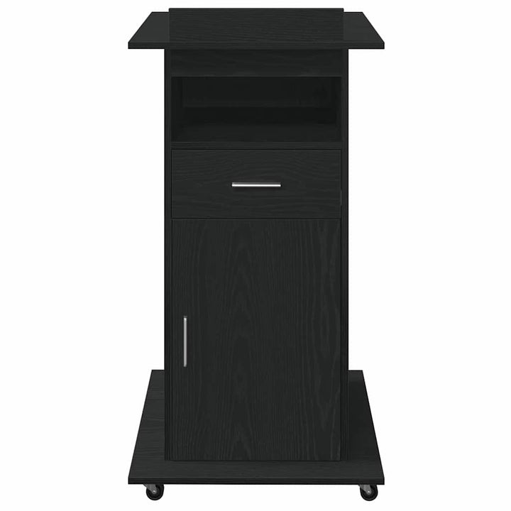 Podium med skuffe Sort eg 55 x 55 x 107 cm Konstrueret træ