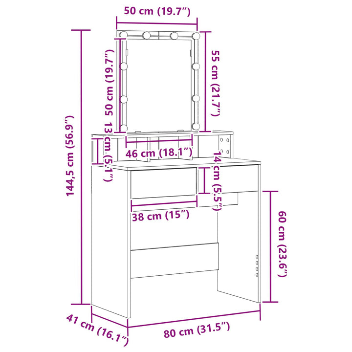 Dressingbord Gammelt træ 80 x 41 x 144,5 cm Konstrueret træ