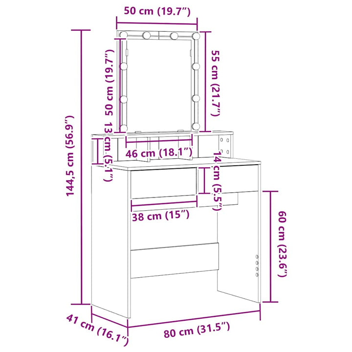 Dressingbord artisan eg 80 x 41 x 144,5 cm Konstrueret træ
