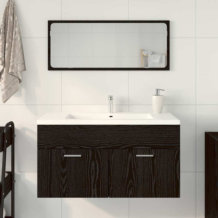 Badeværelsesmøbel sæt 2 stk. Sort eg 90 x 38,5 x 46 cm