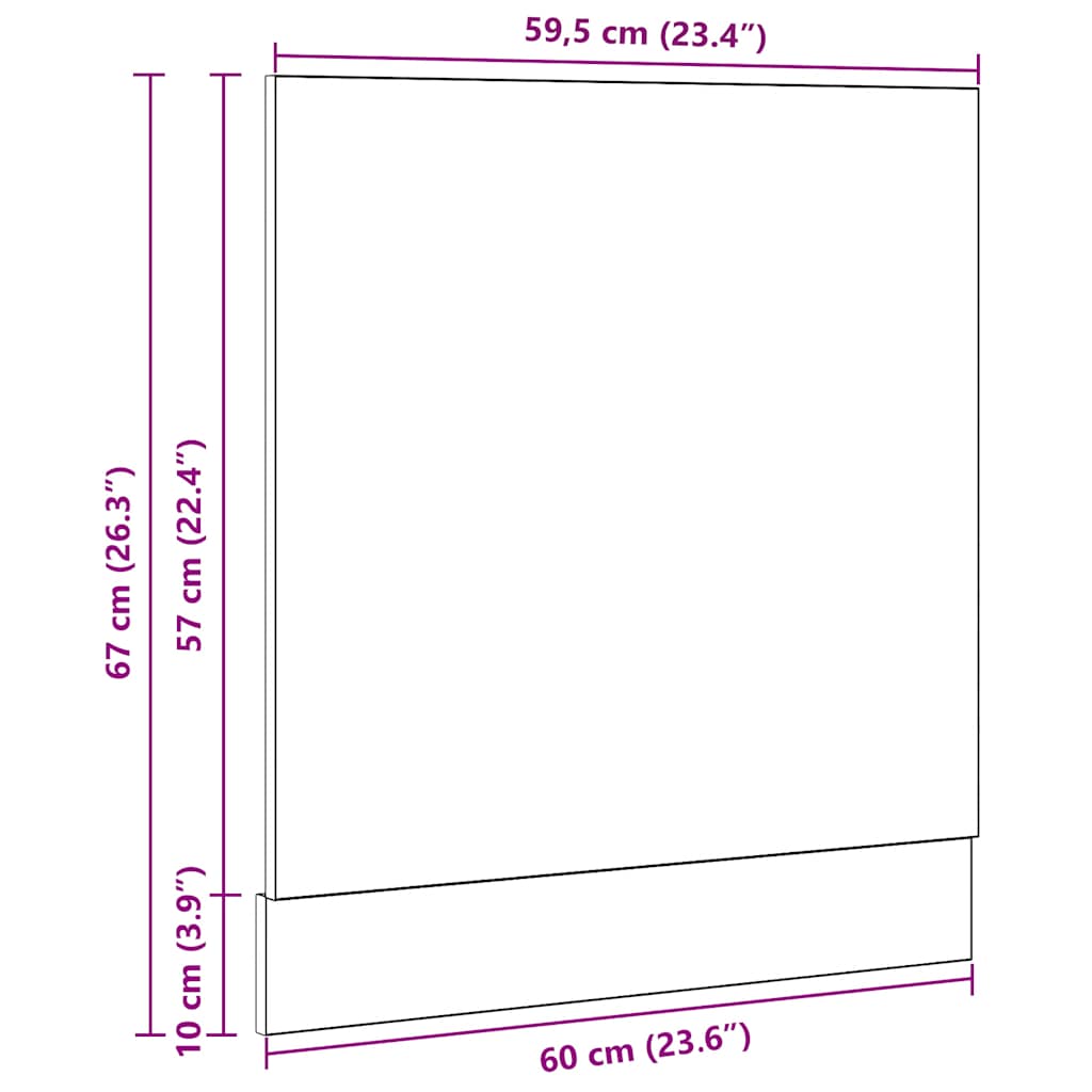 opvaskemaskinepanel "Lyon" sort eg 60x1,5x67 cm konstrueret træ