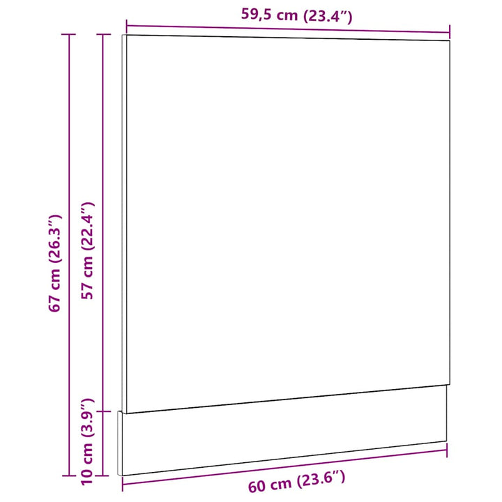 opvaskemaskinepanel "Lyon" sort eg 60x1,5x67 cm konstrueret træ