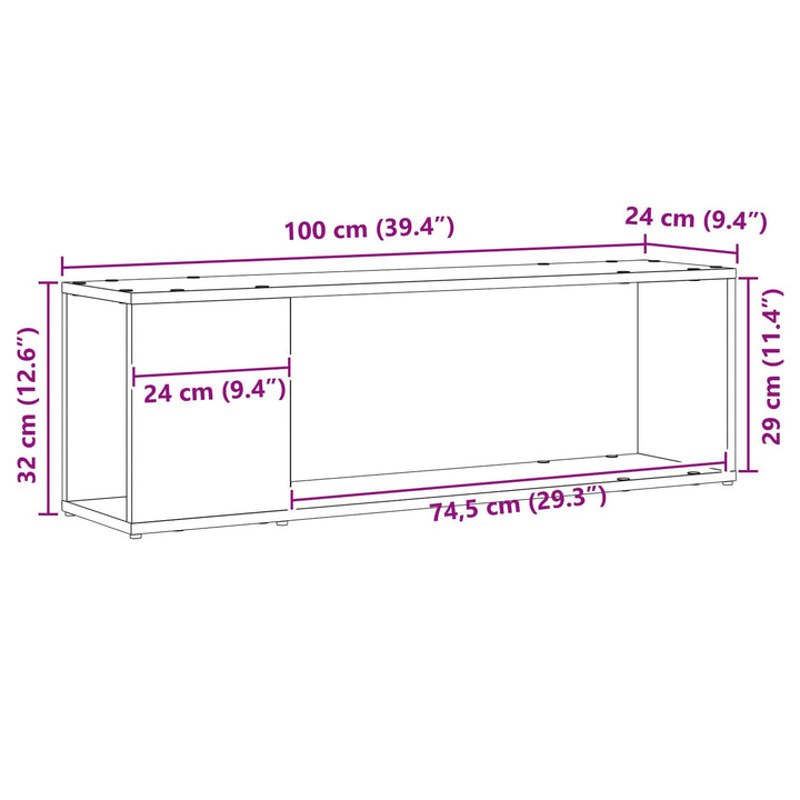 TV-møbelsæt Vægmonteret Sort 100 x 24 x 63 cm Konstrueret træ