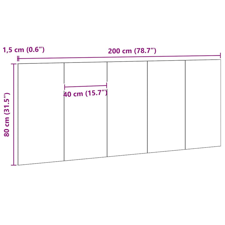Senge Hovedgærde Sort eg 160 x 1.5 x 80.5 cm Konstrueret træ