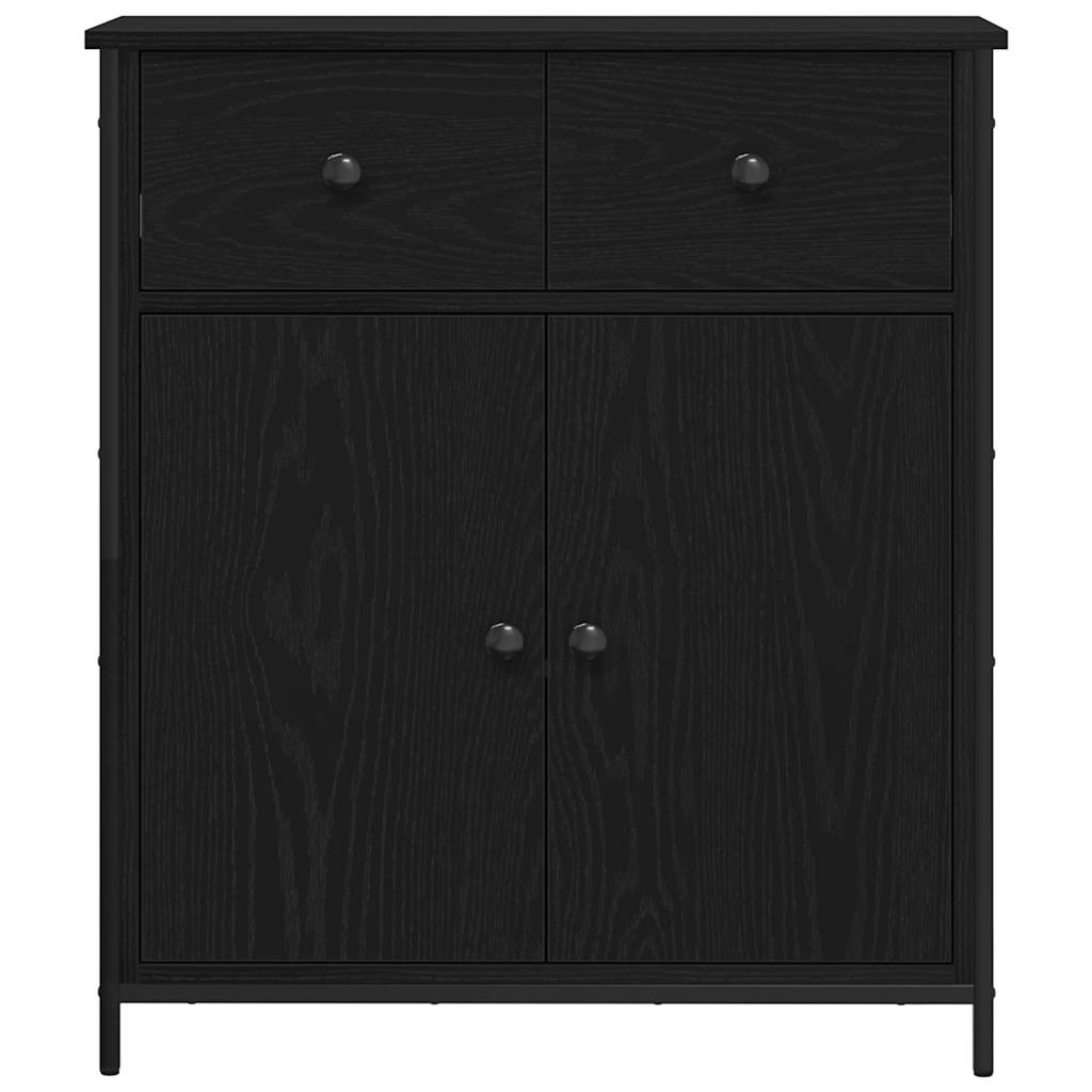 Sideboard med skuffe Sort eg 70 x 30 x 80 cm Konstrueret træ