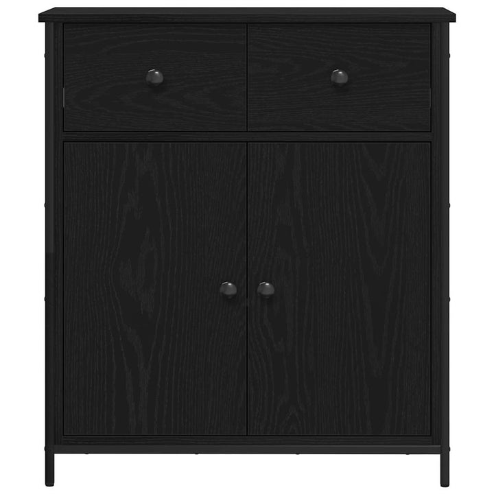 Sideboard med skuffe Sort eg 70 x 30 x 80 cm Konstrueret træ