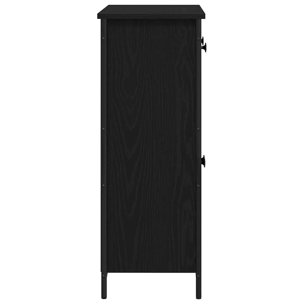 Sideboard med skuffe Sort eg 70 x 30 x 80 cm Konstrueret træ