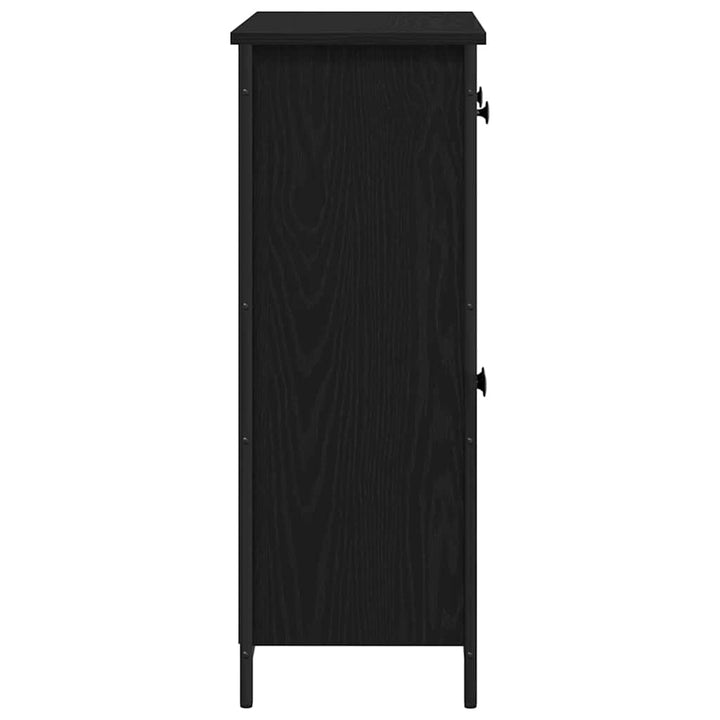 Sideboard med skuffe Sort eg 70 x 30 x 80 cm Konstrueret træ