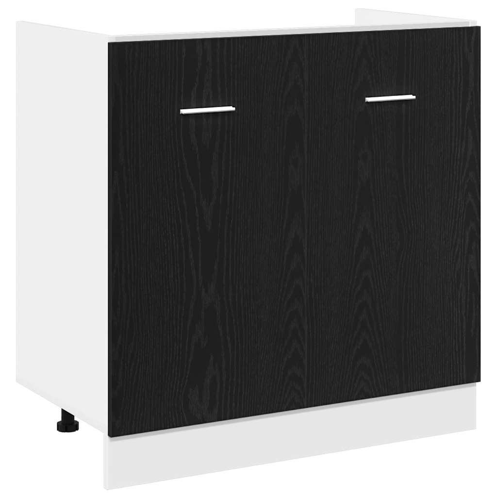 bundskab til vask sort egetræ 80x46x81,5 cm konstrueret træ