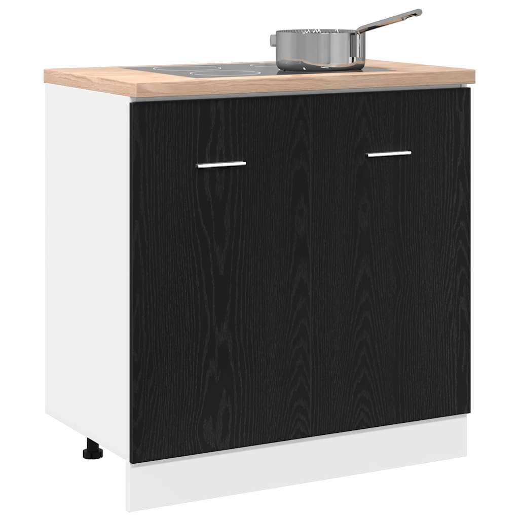 bundskab til vask sort egetræ 80x46x81,5 cm konstrueret træ