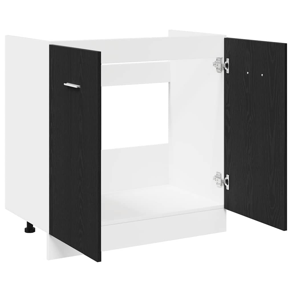bundskab til vask sort egetræ 80x46x81,5 cm konstrueret træ