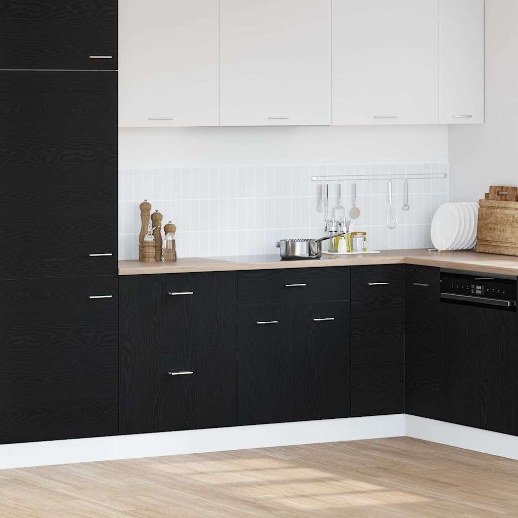 Hængeskab med skuffe Sort eg 60 x 46 x 81,5 cm Konstrueret træ
