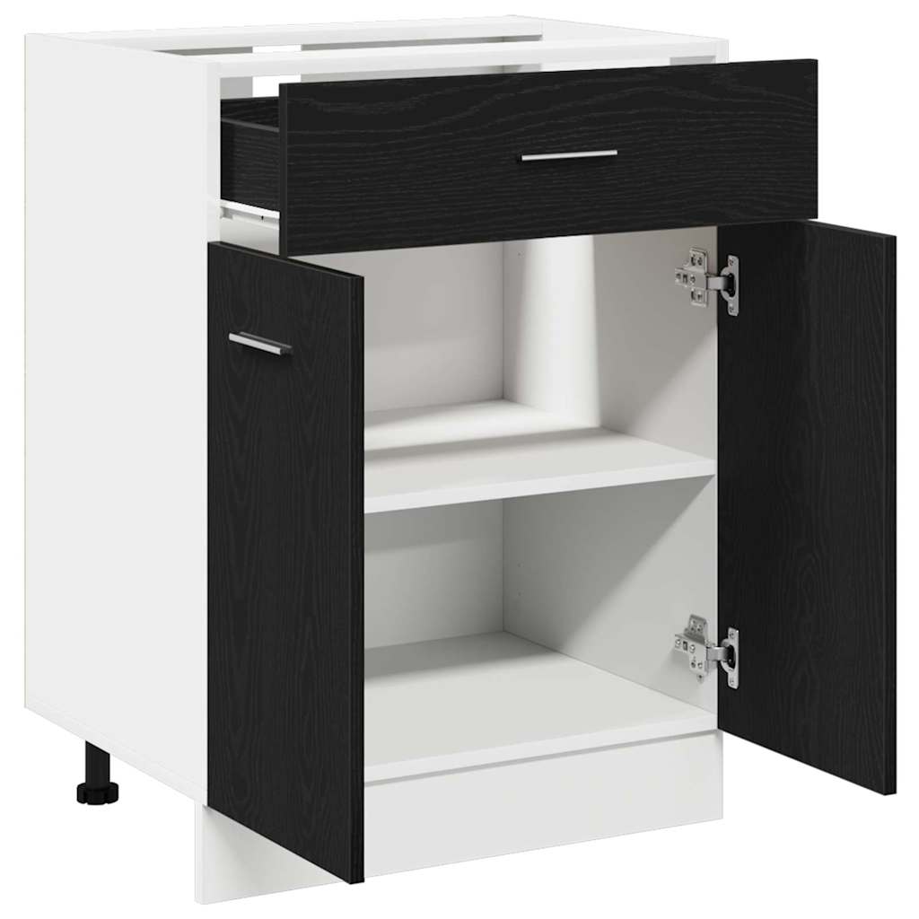 Hængeskab med skuffe Sort eg 60 x 46 x 81,5 cm Konstrueret træ