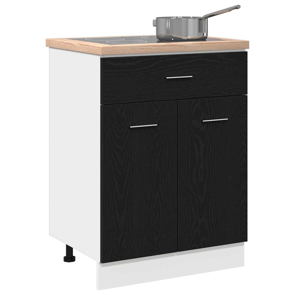 Hængeskab med skuffe Sort eg 60 x 46 x 81,5 cm Konstrueret træ