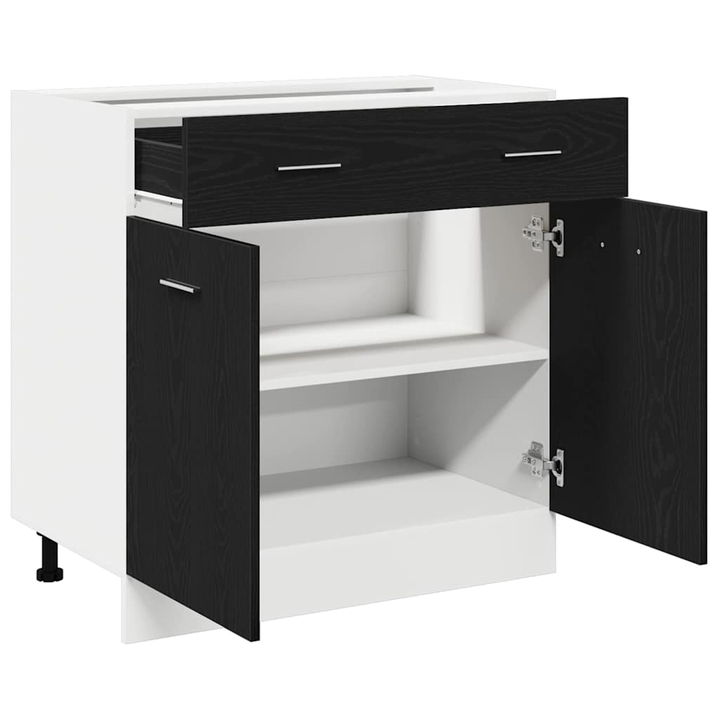 Hængeskab med skuffe Sort eg 80 x 31 x 81,5 cm Konstrueret træ