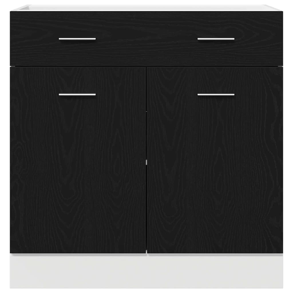 Hængeskab med skuffe Sort eg 80 x 31 x 81,5 cm Konstrueret træ