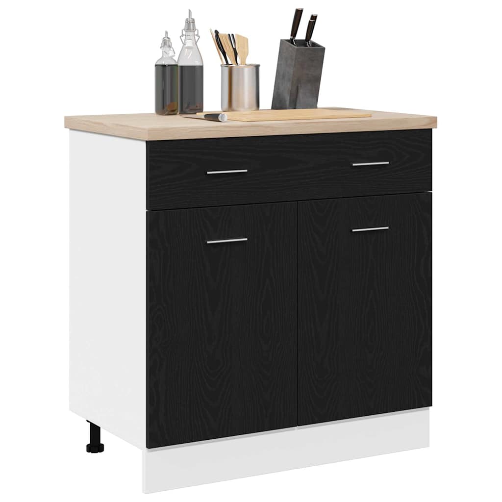 Hængeskab med skuffe Sort eg 80 x 31 x 81,5 cm Konstrueret træ