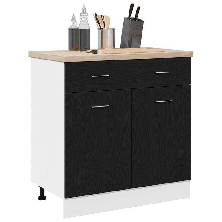 Hængeskab med skuffe Sort eg 80 x 31 x 81,5 cm Konstrueret træ