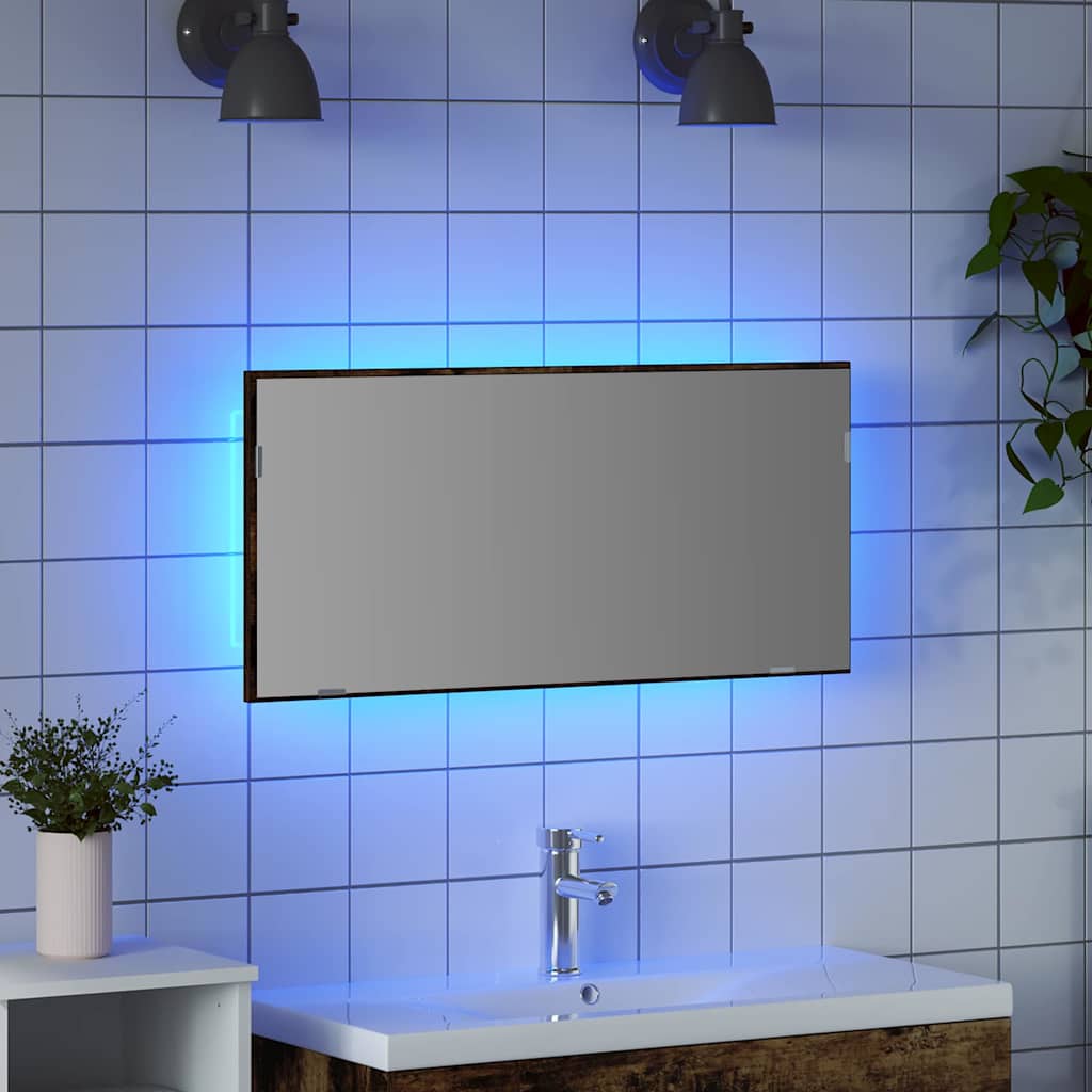 Spejl Brun 80 x 37 cm Glas og Ingeniørtræ