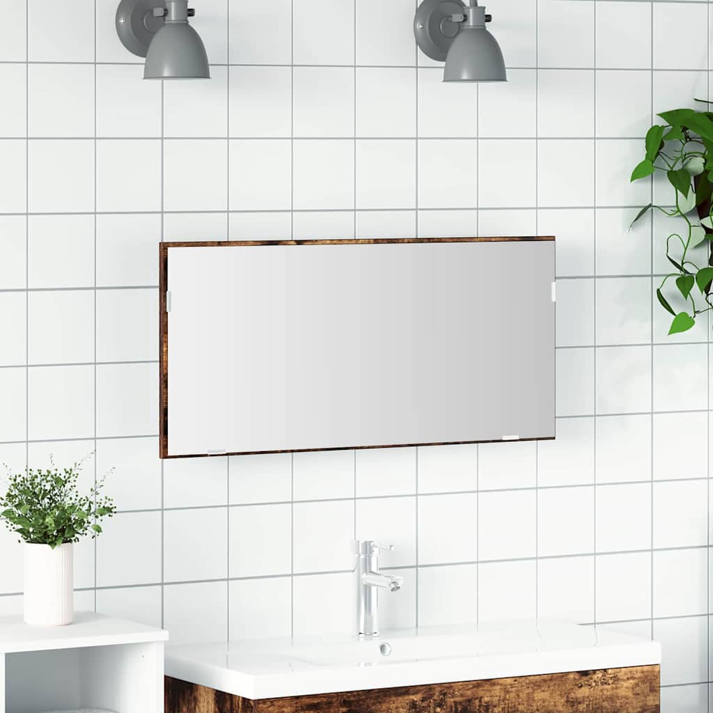Spejl Brun 80 x 37 cm Glas og Ingeniørtræ