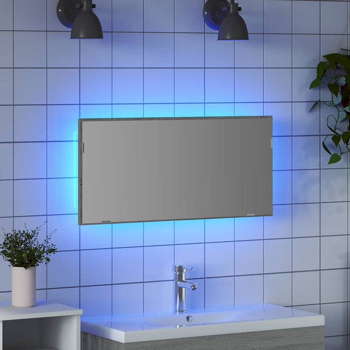 Spejl Høj grå sonoma 80 x 37 cm Glas og Ingeniørtræ