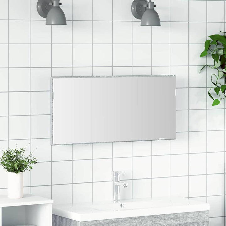 Spejl Høj grå sonoma 80 x 37 cm Glas og Ingeniørtræ