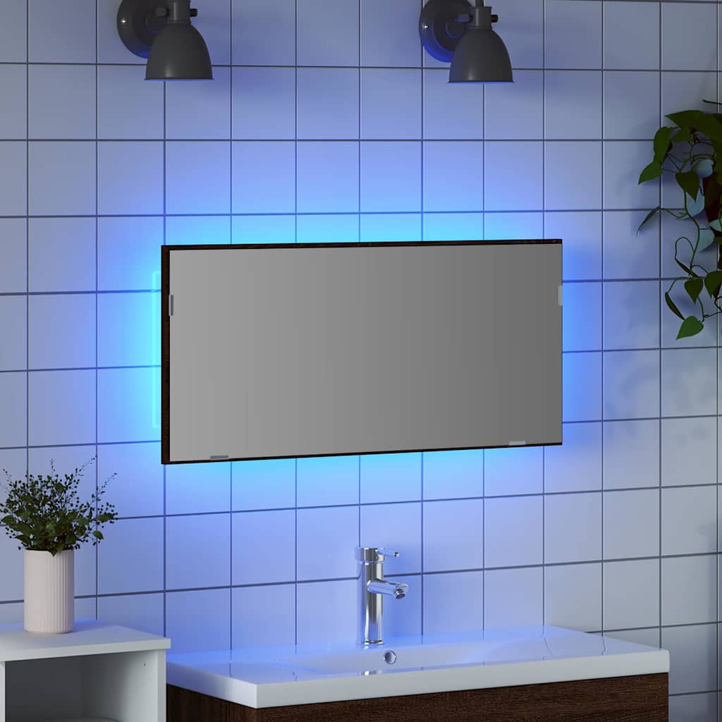 Spejl Brun eg 80 x 37 cm Glas og Ingeniørtræ