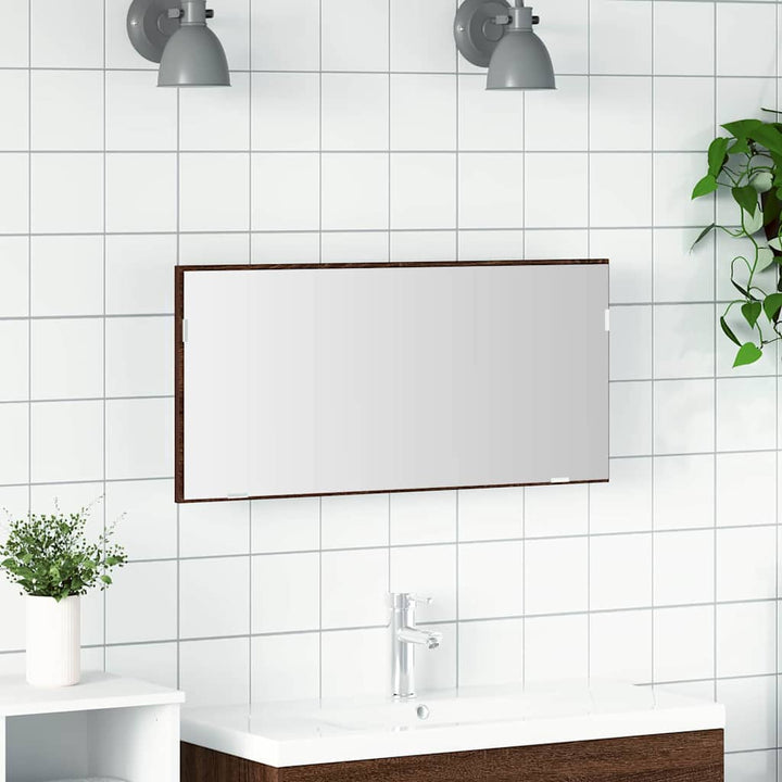 Spejl Brun eg 80 x 37 cm Glas og Ingeniørtræ