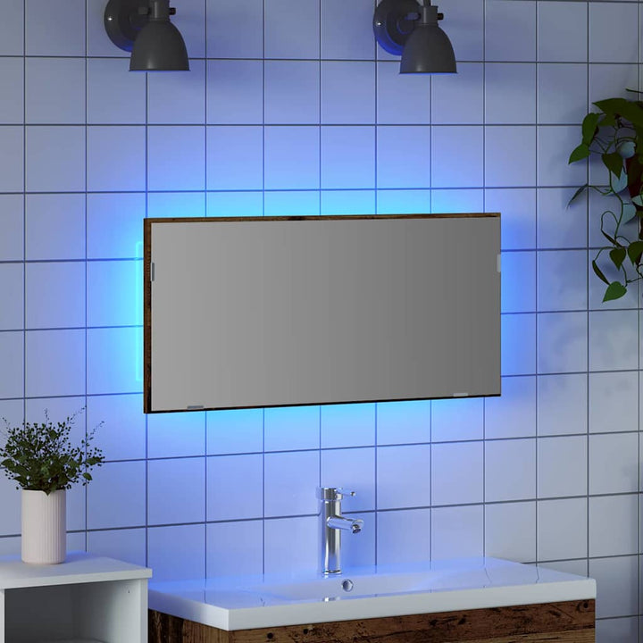 Spejl Gammelt træ 80 x 37 cm Glas og Ingeniørtræ