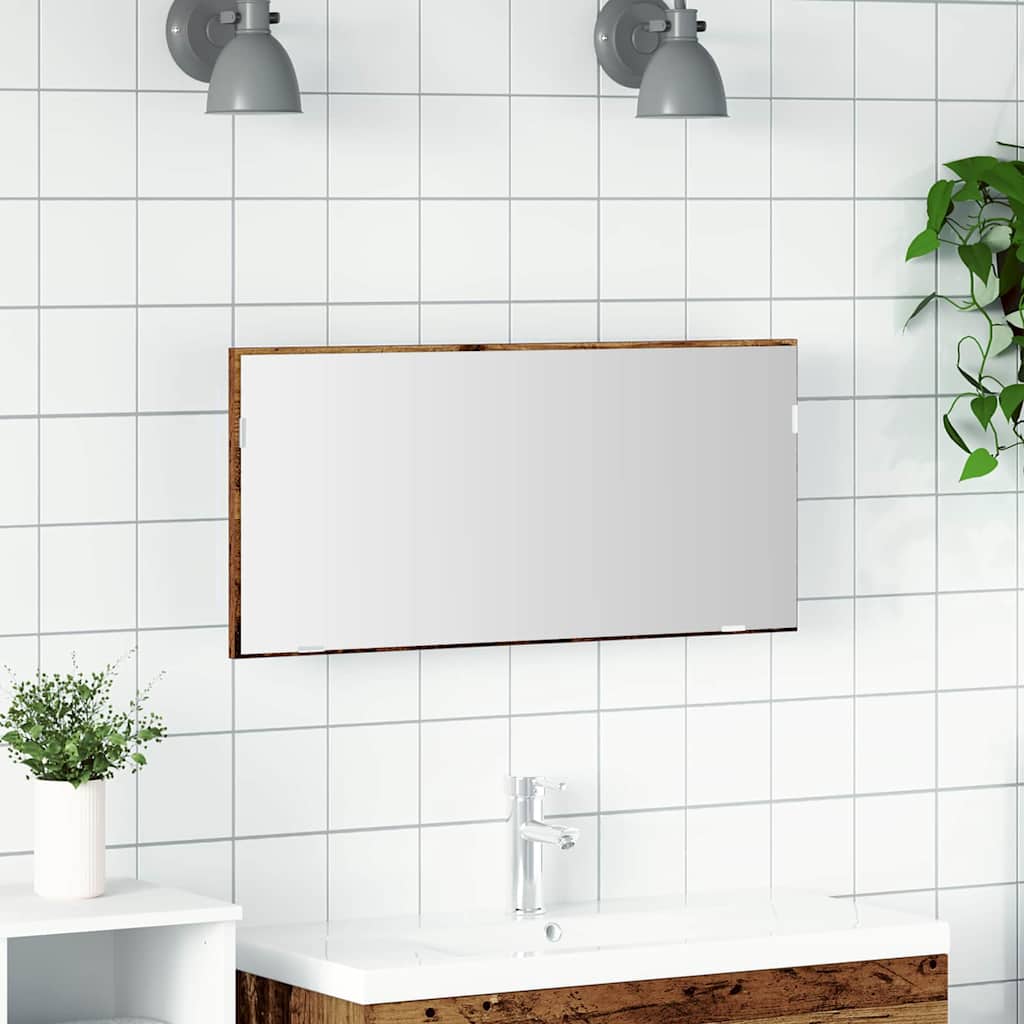 Spejl Gammelt træ 80 x 37 cm Glas og Ingeniørtræ