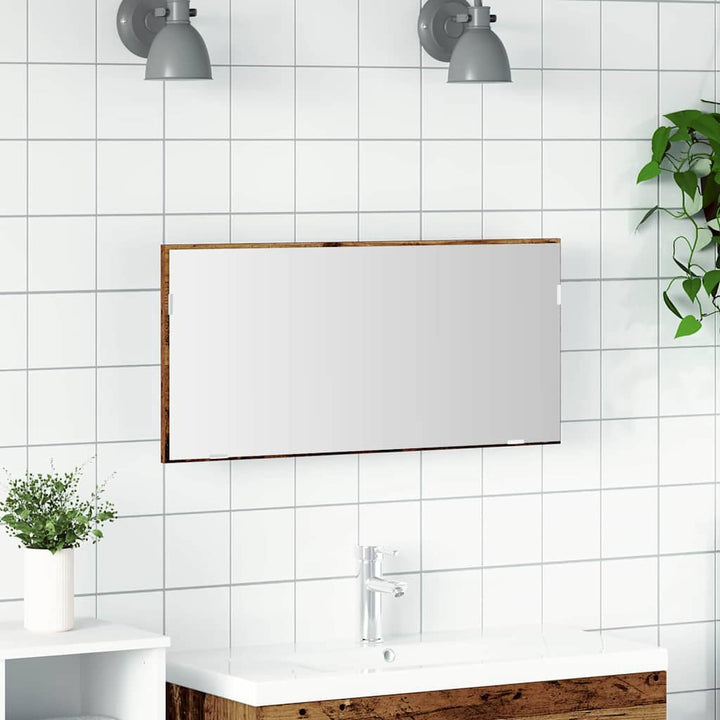 Spejl Gammelt træ 80 x 37 cm Glas og Ingeniørtræ
