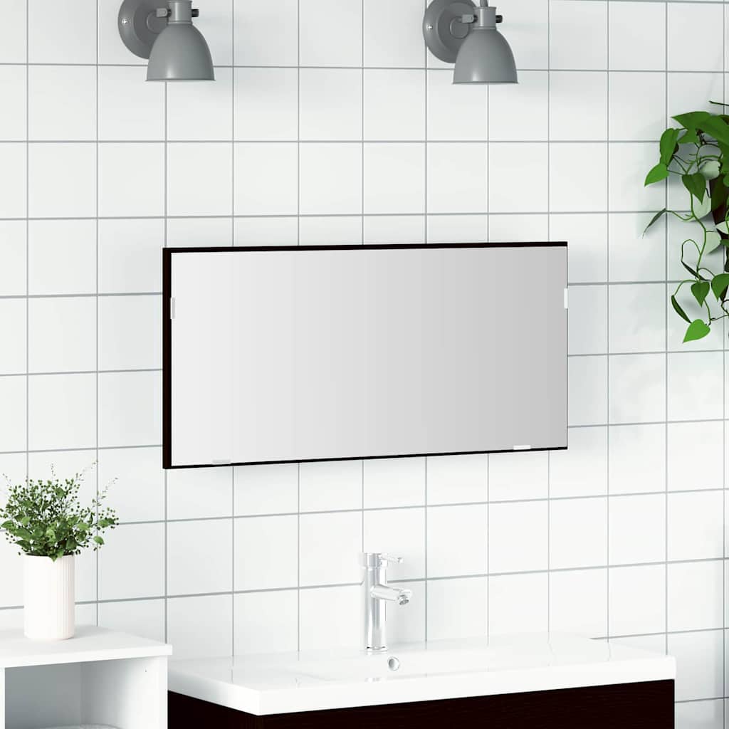 Spejl Sort eg 80 x 37 cm Glas og Ingeniørtræ