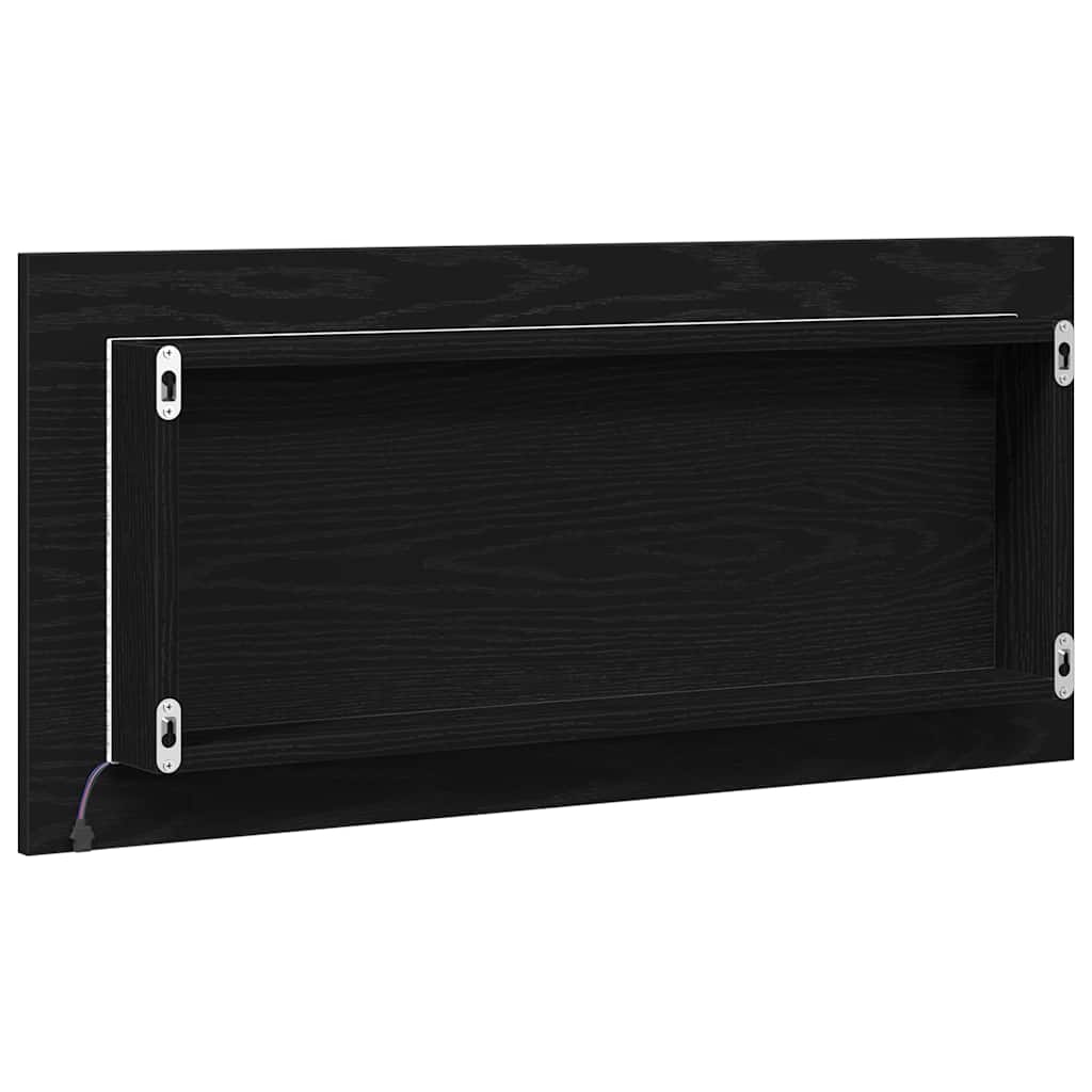 Spejl Sort eg 80 x 37 cm Glas og Ingeniørtræ
