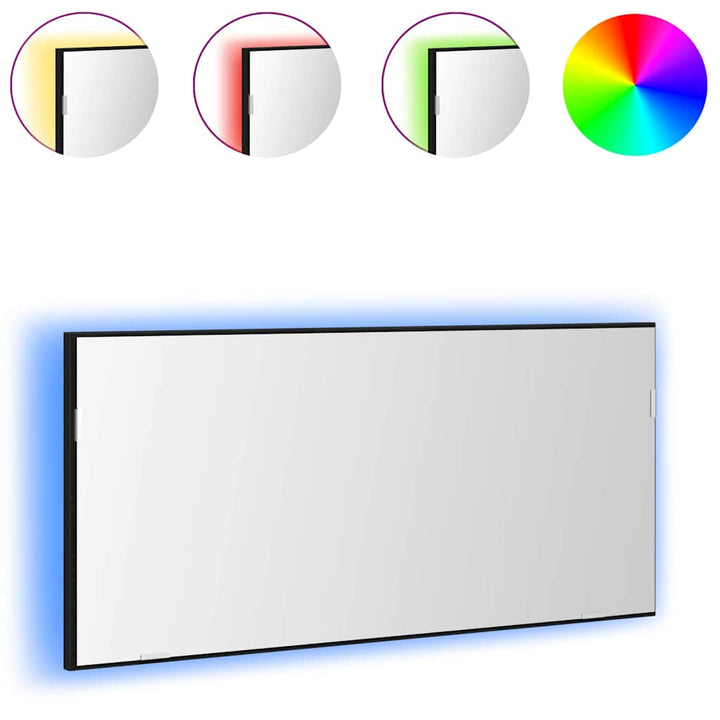Spejl Sort eg 80 x 37 cm Glas og Ingeniørtræ