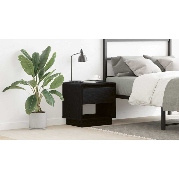 Natbord med skuffe Sort eg 45 x 34 x 44 cm Konstrueret træ