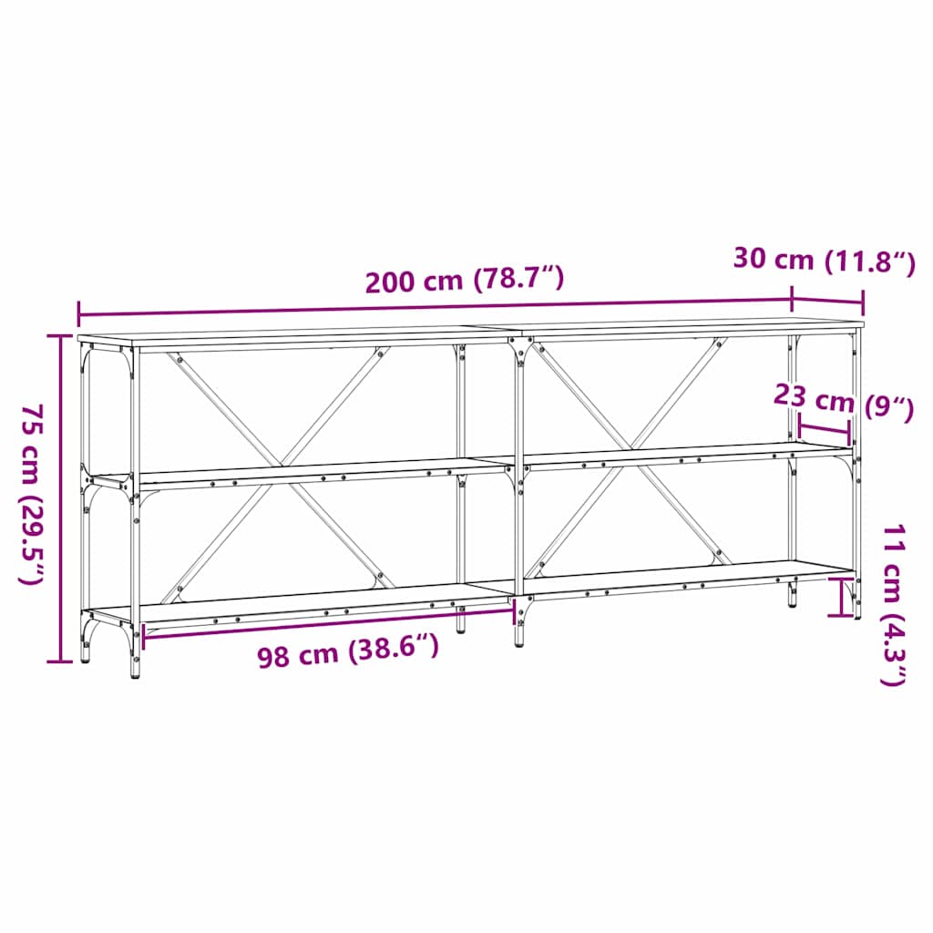 Konsolbord Artisan eg 200 x 30 x 75 cm Konstrueret træ