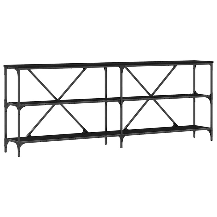 Konsolbord med hylde Sort eg 200 x 30 x 75 cm Konstrueret træ