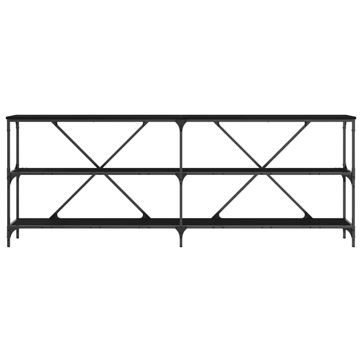 Konsolbord med hylde Sort eg 200 x 30 x 75 cm Konstrueret træ