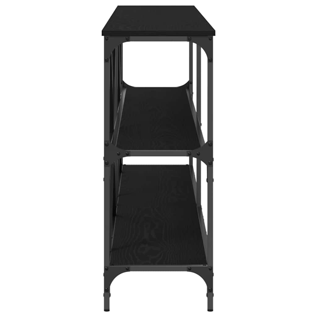 Konsolbord med hylde Sort eg 200 x 30 x 75 cm Konstrueret træ