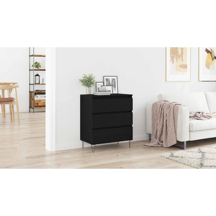 Sideboard med skuffe Sort eg 60 x 35 x 70 cm Konstrueret træ