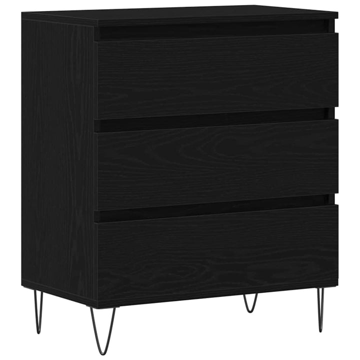 Sideboard med skuffe Sort eg 60 x 35 x 70 cm Konstrueret træ